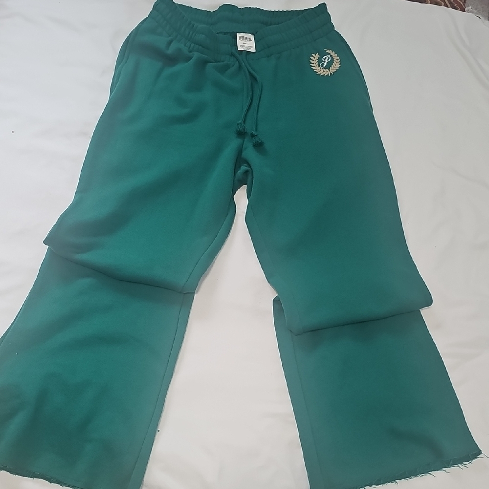 PINK Victoria's Secret Green Track Pants with Relaxed Fit